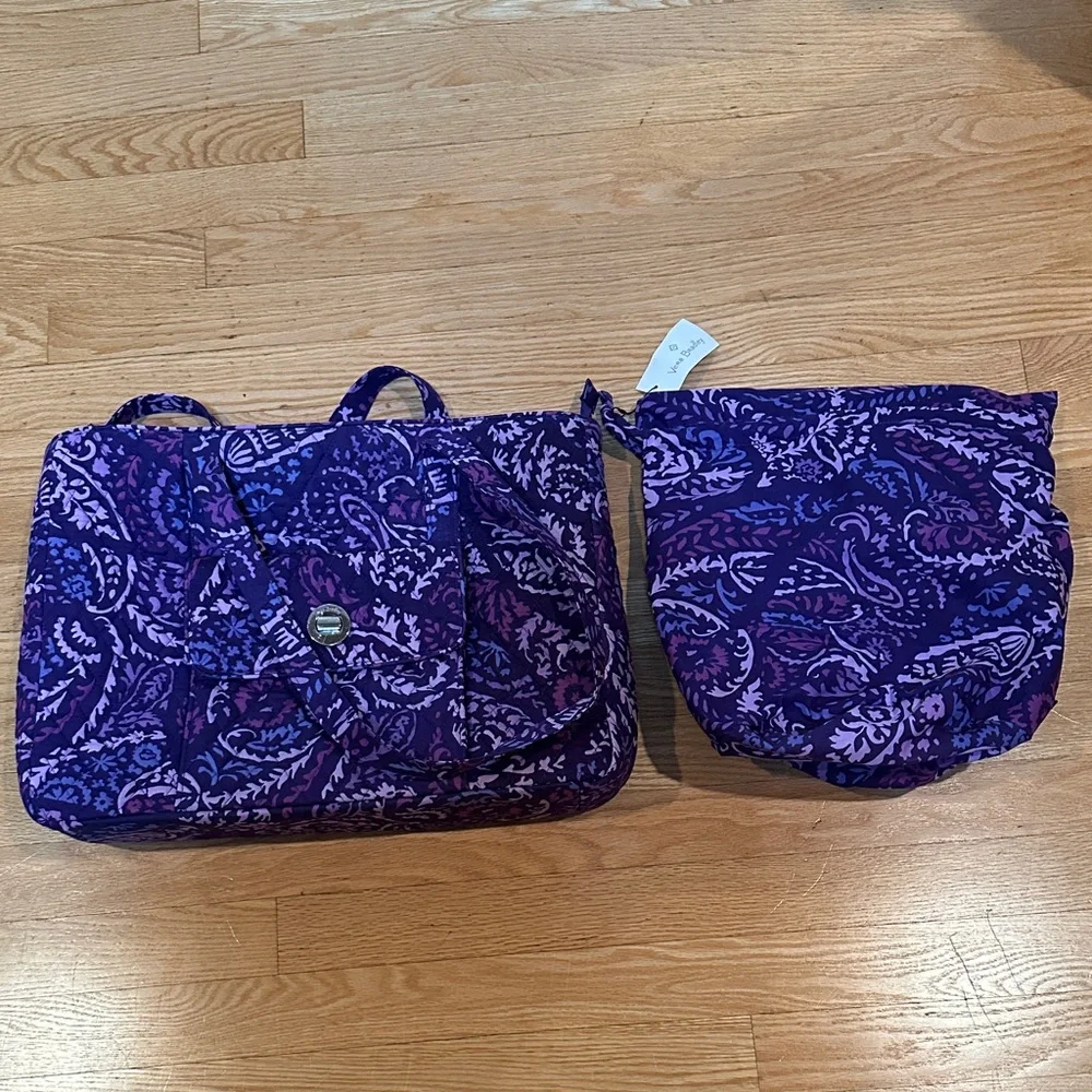 Vera Bradley Purple Paisley Bag and Ditty bag set - Picture 1 of 12